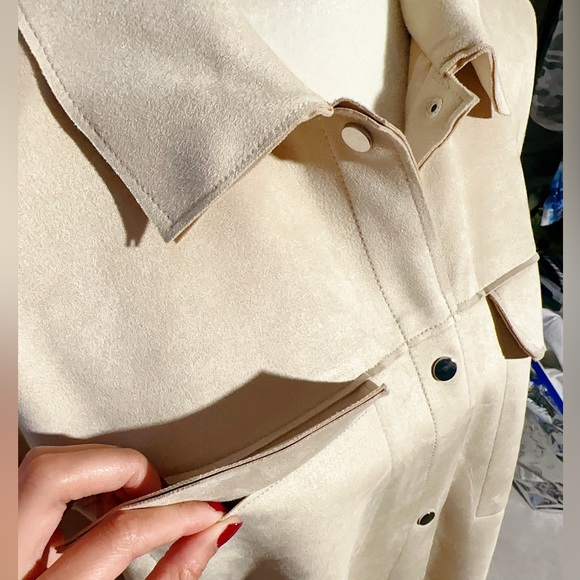 $98 Philosophy velvet soft leather lined jacket beige cream button up NWT - Picture 5 of 7